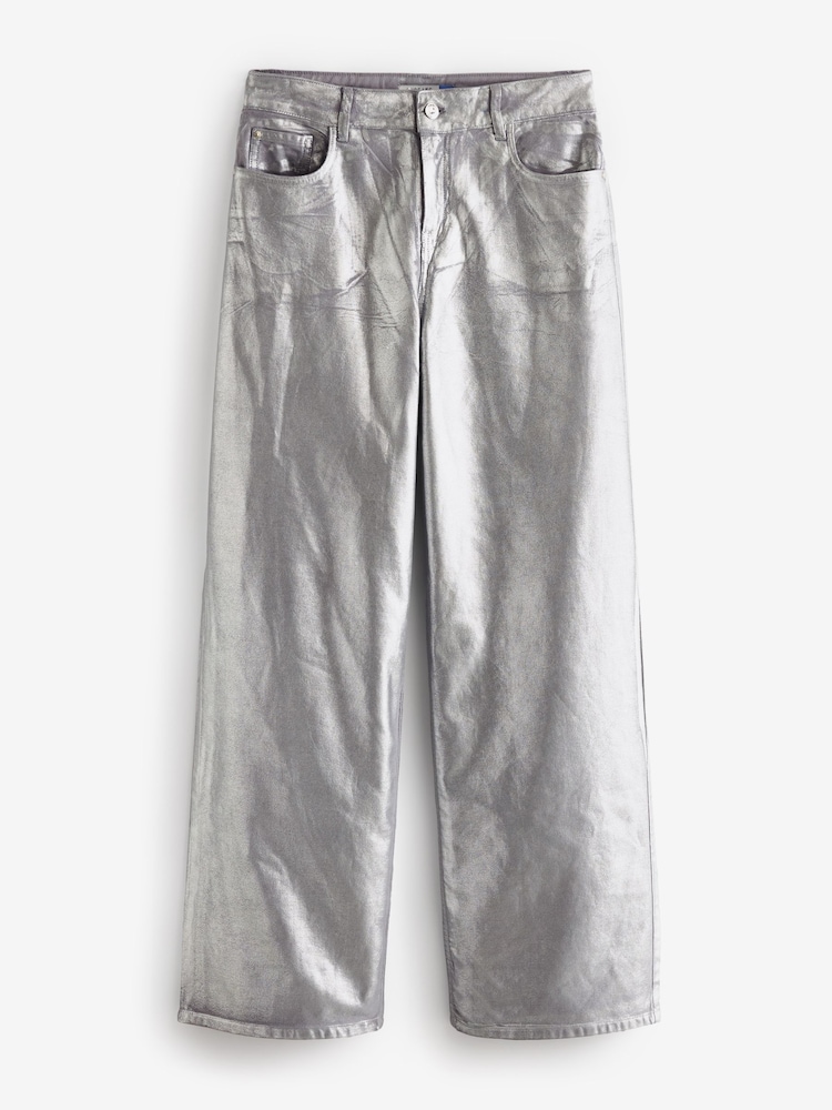 Silver Metallic Wide Leg Jeans - Image 2 of 5