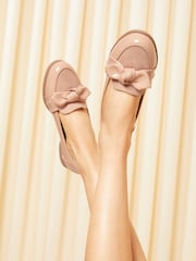 Friends Like These Nude Pink Patent and Faux Suede Bow Loafer - Image 4 of 4