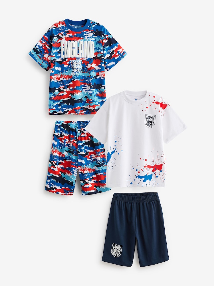 Red/White/Navy England FC Short Pyjamas 2 Pack (3-16yrs) - Image 1 of 4