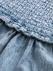 Bleach Denim Cotton Rich Shirred Wide Leg Jumpsuit - Image 6 of 6