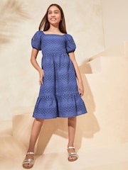 Lipsy Blue Broderie Maxi Dress (5-16yrs) - Image 2 of 4