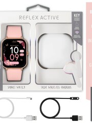 Reflex Active Gold Plated Series 23 Rose Pink Strap Smart Watch and True Wireless Sound Earbud Set - Image 5 of 9