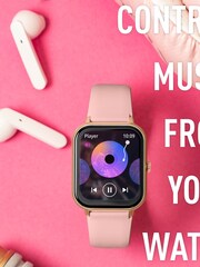 Reflex Active Gold Plated Series 23 Rose Pink Strap Smart Watch and True Wireless Sound Earbud Set - Image 7 of 9