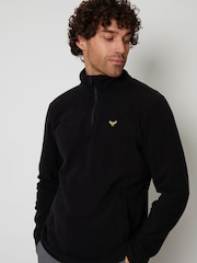 Threadbare Black Quarter Zip Fleece Sweatshirt - Image 1 of 4