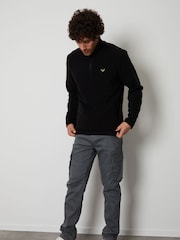 Threadbare Black Quarter Zip Fleece Sweatshirt - Image 3 of 4
