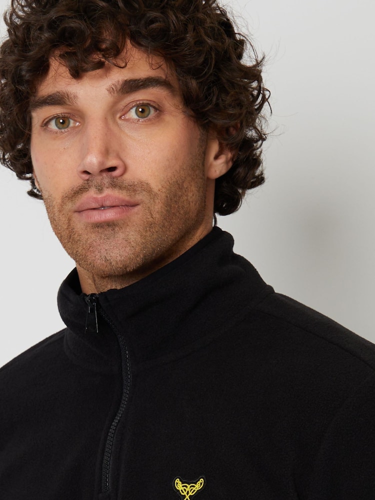 Threadbare Black Quarter Zip Fleece Sweatshirt - Image 4 of 4