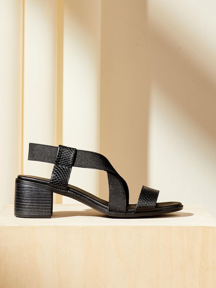 Friends Like These Black Comfort Elastic Strap Low Block Heel Sandal - Image 2 of 5