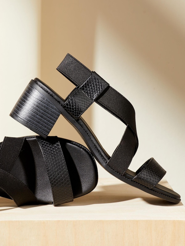 Friends Like These Black Comfort Elastic Strap Low Block Heel Sandal - Image 5 of 5