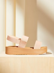 Friends Like These Nude Pink Comfort Elastic Strap Flatform Slingback Sandal - Image 2 of 5