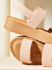 Friends Like These Nude Pink Comfort Elastic Strap Flatform Slingback Sandal - Image 4 of 5