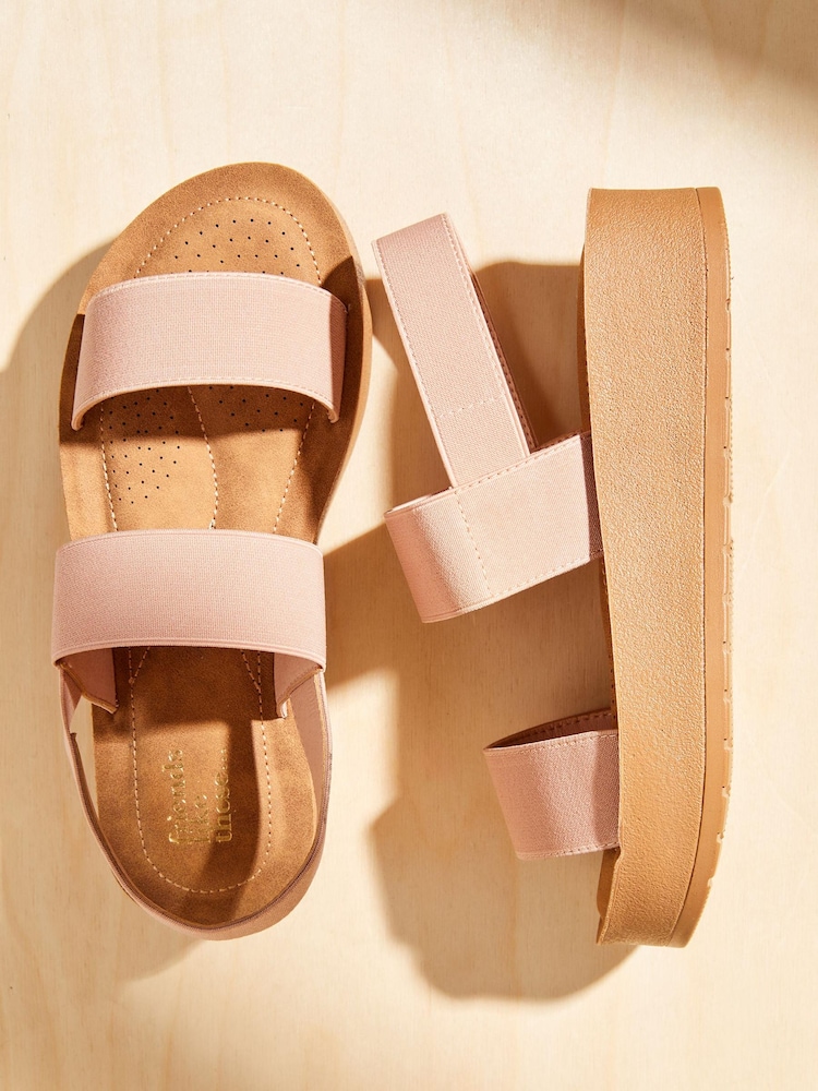 Friends Like These Nude Pink Comfort Elastic Strap Flatform Slingback Sandal - Image 5 of 5