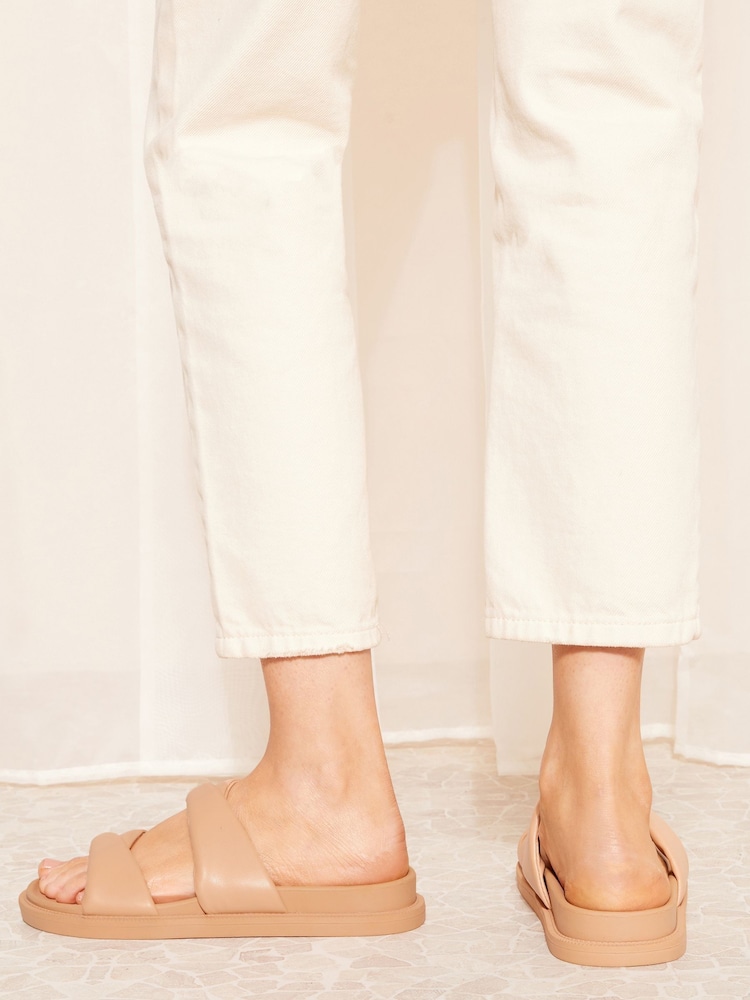 Friends Like These Camel Twist Footbed Faux Leather Slider Sandal - Image 4 of 5