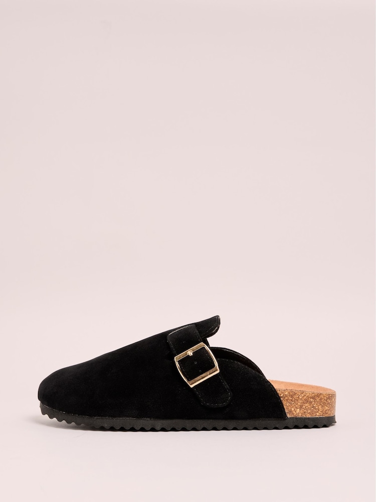 Friends Like These Black Buckle Faux Suede Comfort Footbed Clog - Image 5 of 5 Friends Like These Black Buckle Faux Suede Comfort Footbed Clog - Image 5 of 5