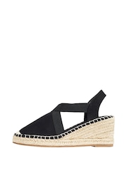 Friends Like These Black Regular Fit Closed Toe Elastic Strap Espadrille Wedge Shoe - Image 5 of 5
