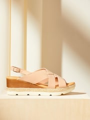 Friends Like These Pink Comfort  Faux Leather Slingback Woven Wedge - Image 1 of 2