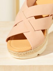 Friends Like These Pink Comfort  Faux Leather Slingback Woven Wedge - Image 2 of 2