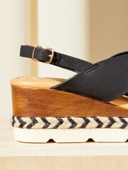 Friends Like These Black Comfort  Faux Leather Slingback Woven Wedge - Image 2 of 5