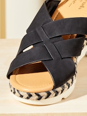 Friends Like These Black Comfort  Faux Leather Slingback Woven Wedge - Image 3 of 5