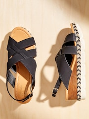 Friends Like These Black Comfort  Faux Leather Slingback Woven Wedge - Image 5 of 5