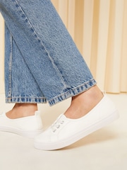 Friends Like These White Plimsoll Lace Up Pump Trainers - Image 4 of 4