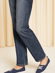 Friends Like These Navy Blue Plimsoll Lace Up Pump Trainers - Image 1 of 4