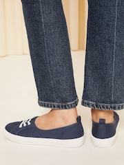 Friends Like These Navy Blue Plimsoll Lace Up Pump Trainers - Image 2 of 4