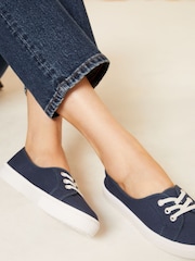 Friends Like These Navy Blue Plimsoll Lace Up Pump Trainers - Image 4 of 4