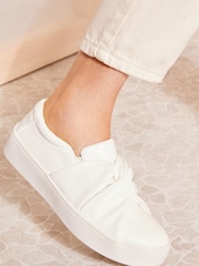 Friends Like These White Faux Leather Knot Flatform Slip On Trainers - Image 4 of 4