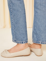 Friends Like These Cream Regular Fit Round Toe Twist Flat Ballet Pumps - Image 2 of 4