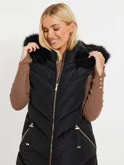 Черный - Удлиненный дутый жилет Threadbare - Изображение 5 из 5