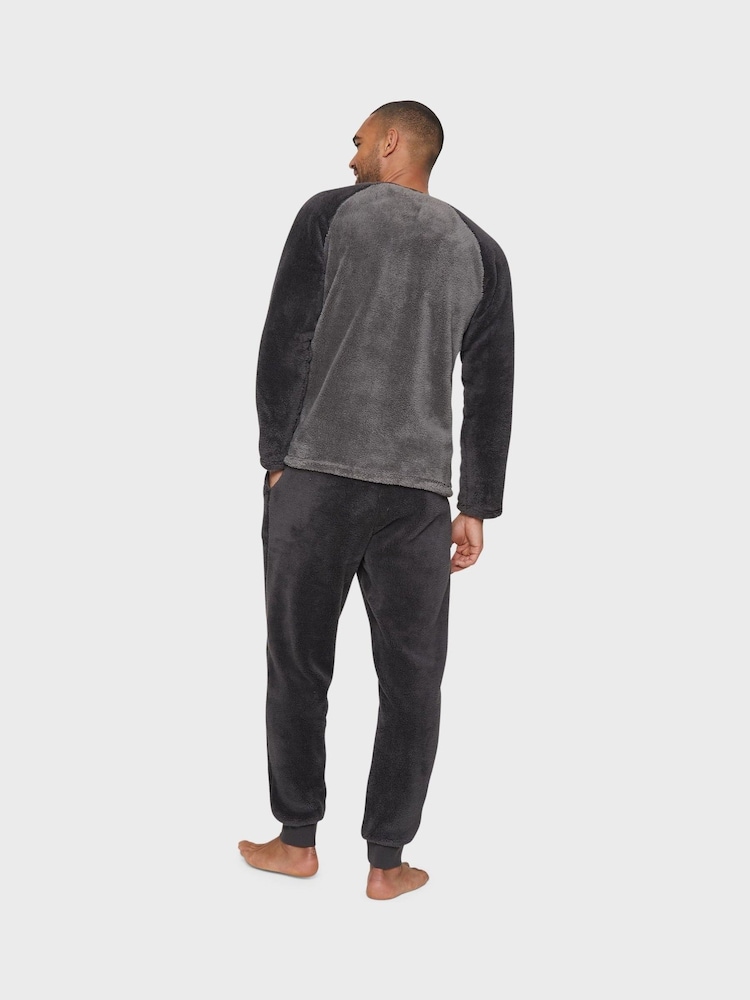 Threadbare Charcoal Borg Pyjamas Set - Image 2 of 4