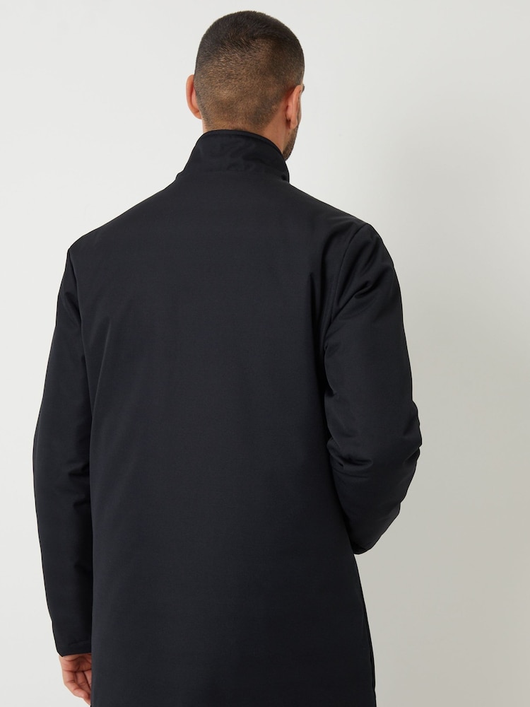 Threadbare Black Dark Showerproof Funnel Neck Lightweight Coat - Image 2 of 4