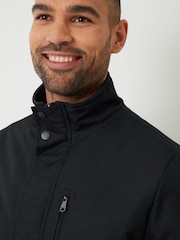 Threadbare Black Dark Showerproof Funnel Neck Lightweight Coat - Image 4 of 4