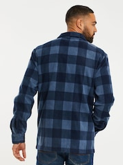 Threadbare Blue Fleece Button Through Check Shacket - Image 2 of 4