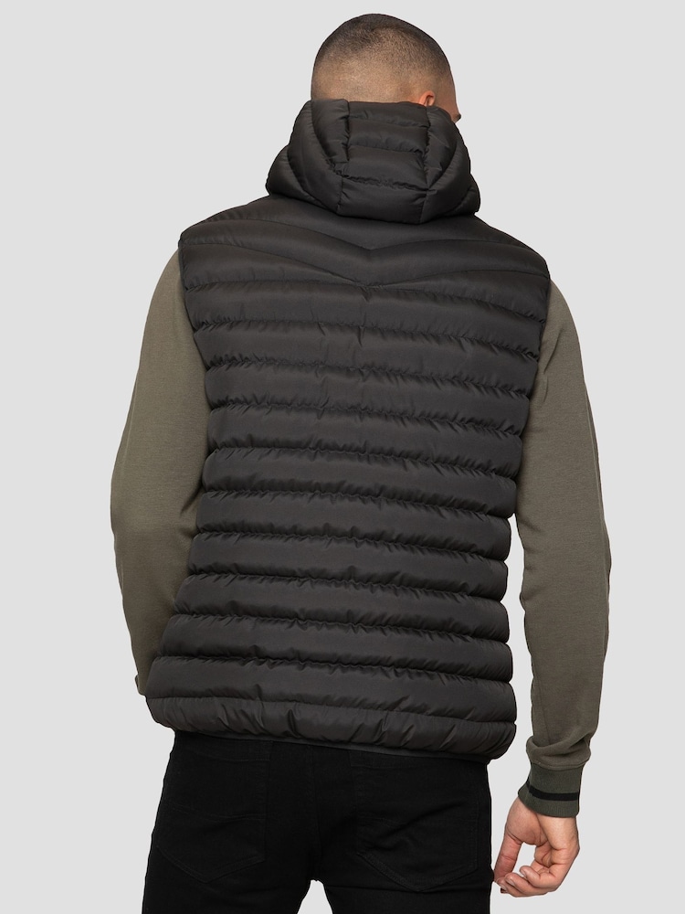 Threadbare Black Lightweight Hooded Quilted Gilet - Image 2 of 3
