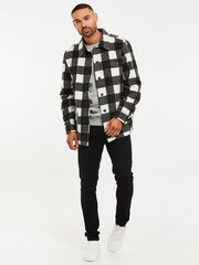 Threadbare Black Fleece Button Through Check Shacket - Image 3 of 4