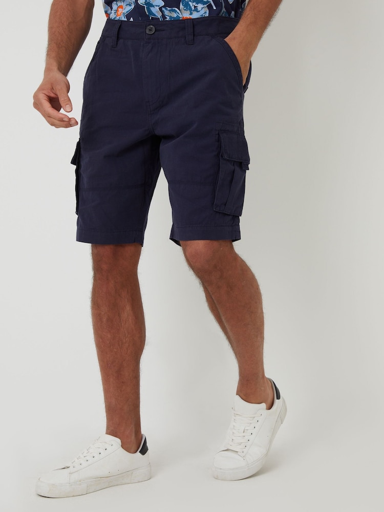 Threadbare Navy Cargo Shorts - Image 1 of 4 Threadbare Navy Cargo Shorts - Image 1 of 4
