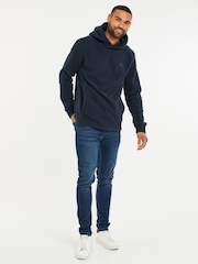 Threadbare Navy Microfleece Overhead Hoodie - Image 3 of 4