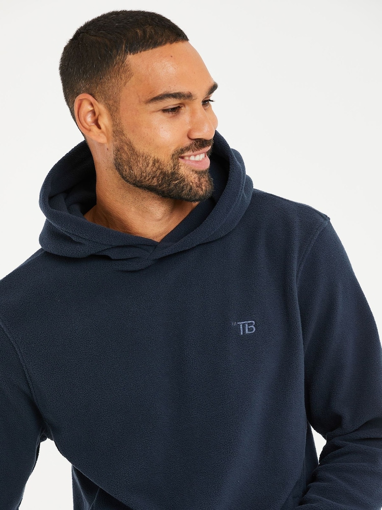Threadbare Navy Microfleece Overhead Hoodie - Image 4 of 4