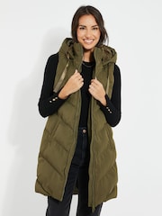 Threadbare Khaki Threadbare Longline Hooded Padded Gilet - Image 2 of 5
