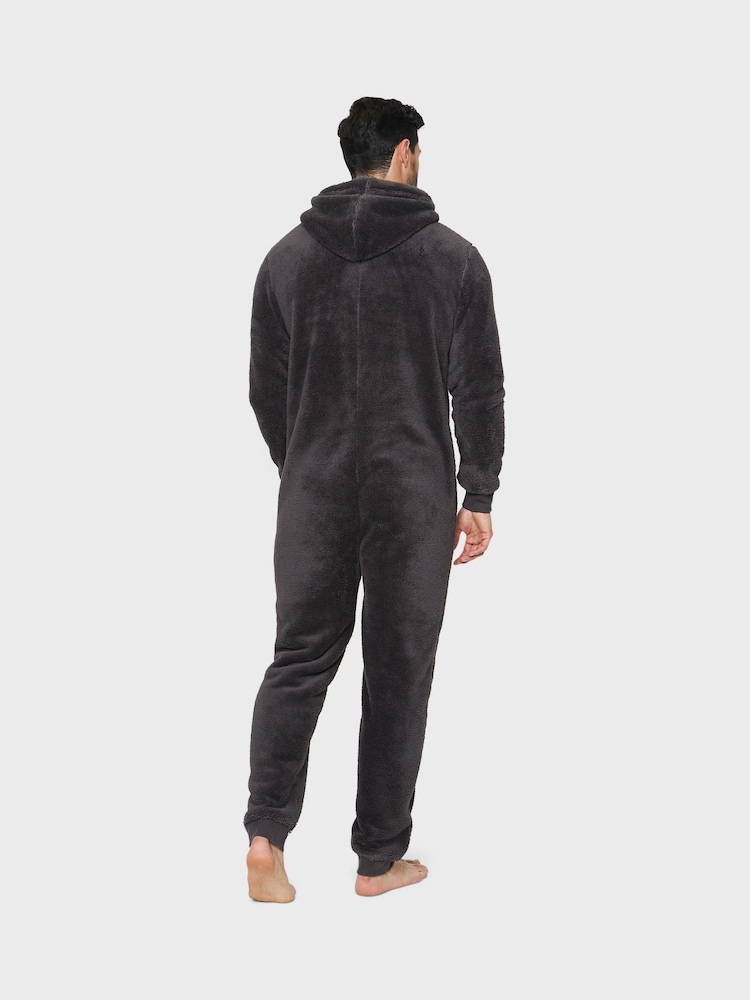 Threadbare Grey Fleece Hooded All-In-One - Image 2 of 3