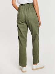 Threadbare Green Cargo Utility Straight Leg Belted 100% Cotton Trousers - Image 2 of 4