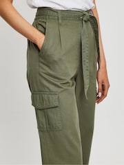 Threadbare Green Cargo Utility Straight Leg Belted 100% Cotton Trousers - Image 4 of 4