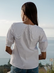 Threadbare White Oversized Frill Collar 100% Cotton Blouse - Image 2 of 4