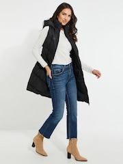 Threadbare Black Threadbare Longline Hooded Padded Gilet - Image 5 of 5