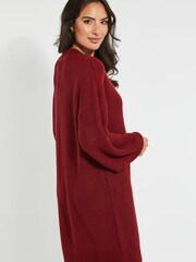 Threadbare Red V-Neck Knitted Jumper Dress - Image 2 of 4