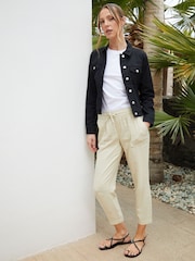 Threadbare Cream Regular Fit Linen Blend Tapered Trousers - Image 1 of 4