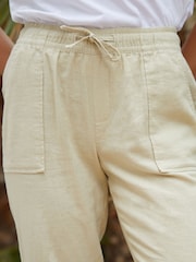 Threadbare Cream Regular Fit Linen Blend Tapered Trousers - Image 4 of 4