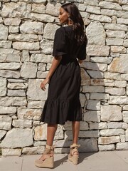 Threadbare Black 100% Cotton Poplin Tiered Midi Dress - Image 2 of 4