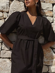 Threadbare Black 100% Cotton Poplin Tiered Midi Dress - Image 3 of 4